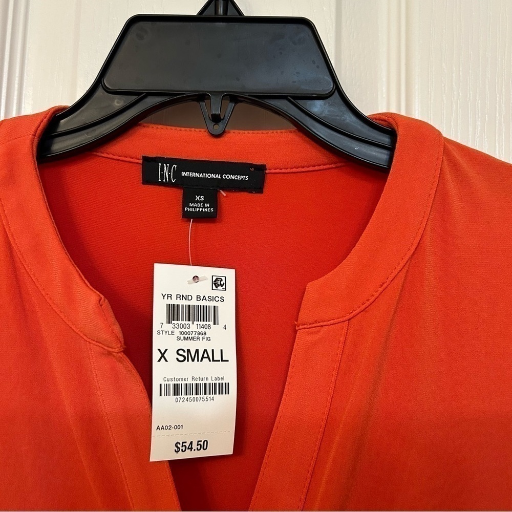 INC INTERNATIONAL CONCEPTS Women's Zip-Pocket Blouse in Summer Fig Size XS - Picture 4 of 6